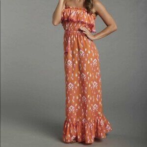 NWT Mud Pie ~ Orange Graphic Maxi Dress ~ Size S